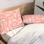 Mid Century Modern Piquet Multi Abstract Geometric Pattern in Pink and Blush Pillow Sham Gallery Image 2