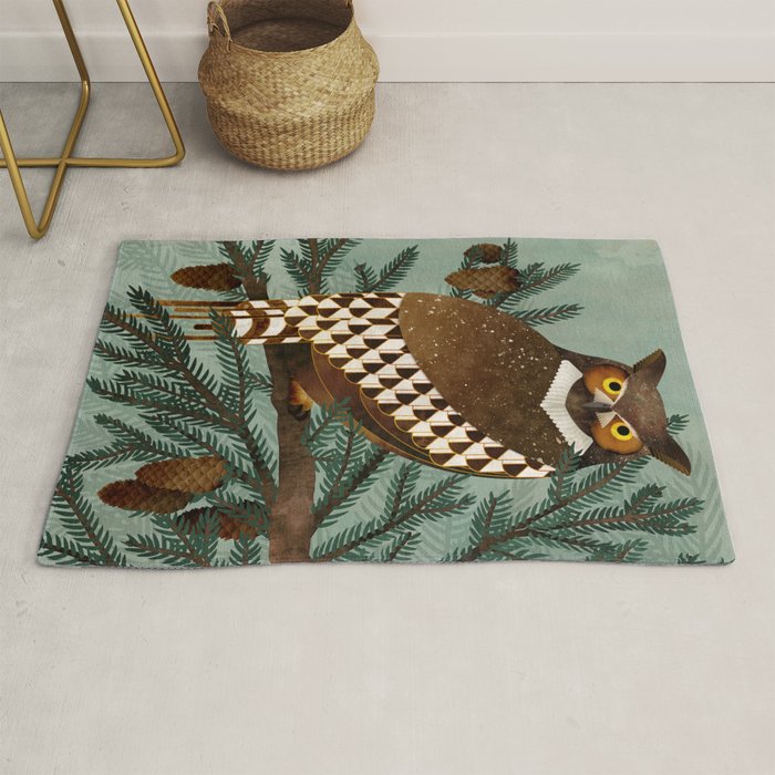 Horned Owl in the Pines Rug Gallery Image 1