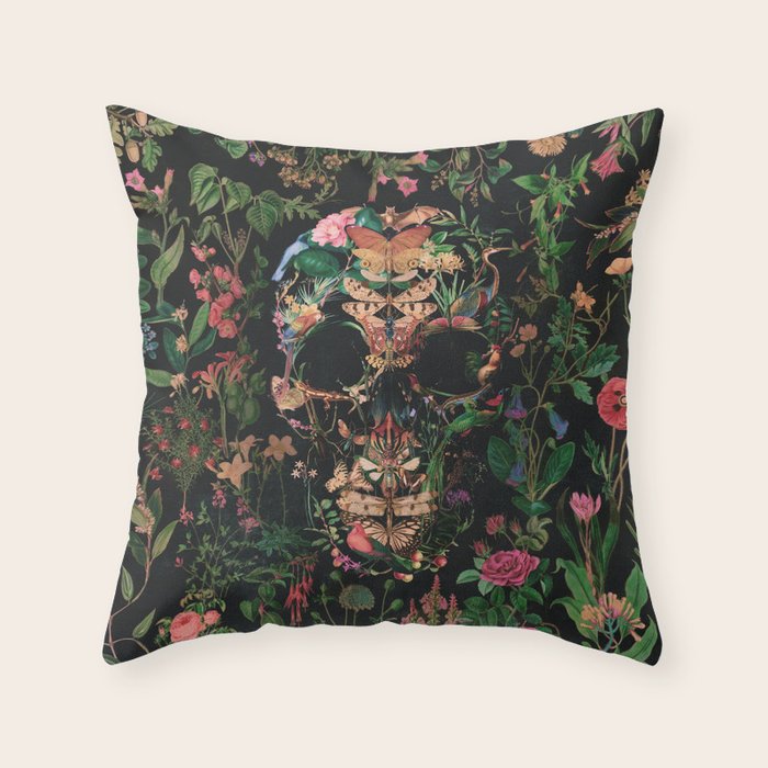 Papilion Skull Throw Pillow Gallery Image 1