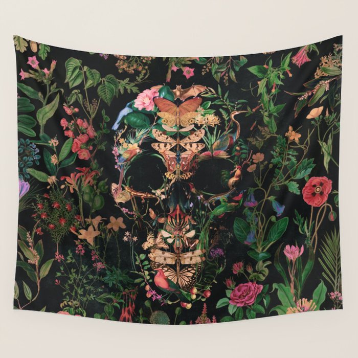 Papilion Skull Wall Tapestry Gallery Image 1