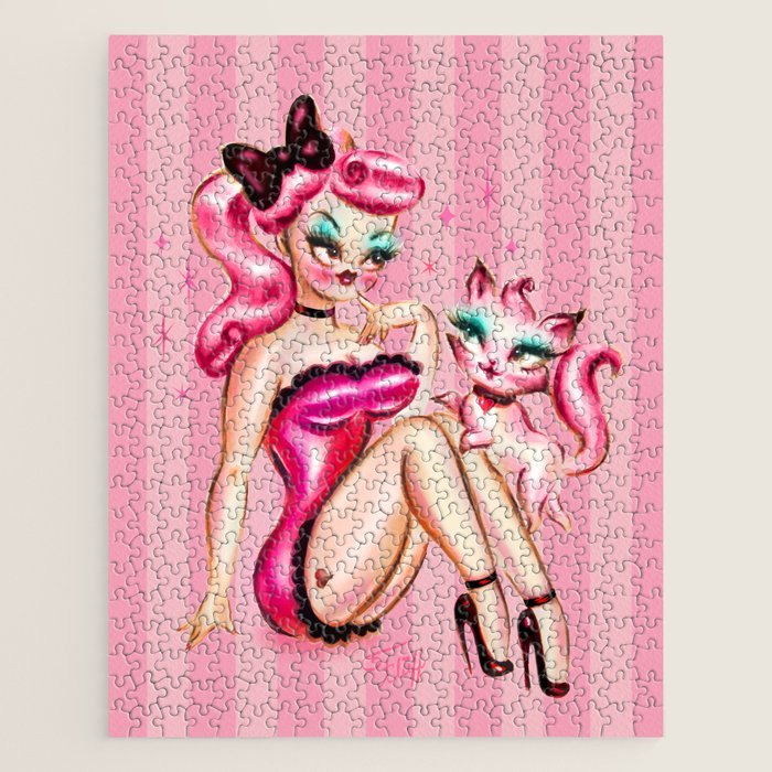 Smitten Kitten Pinup Doll Jigsaw Puzzle Gallery Image 1
