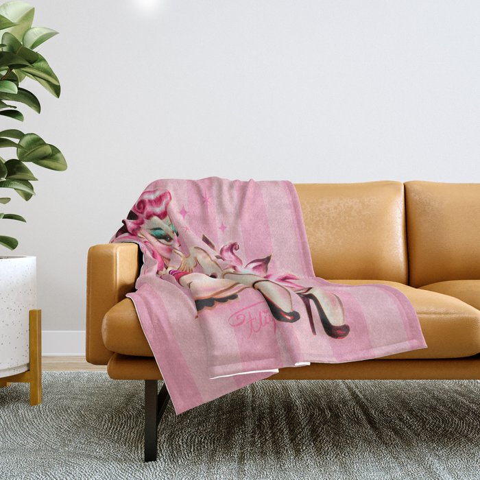 Smitten Kitten Pinup Doll Throw Blanket Gallery Image 1