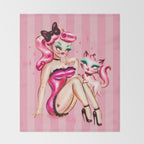 Smitten Kitten Pinup Doll Throw Blanket Gallery Image 2