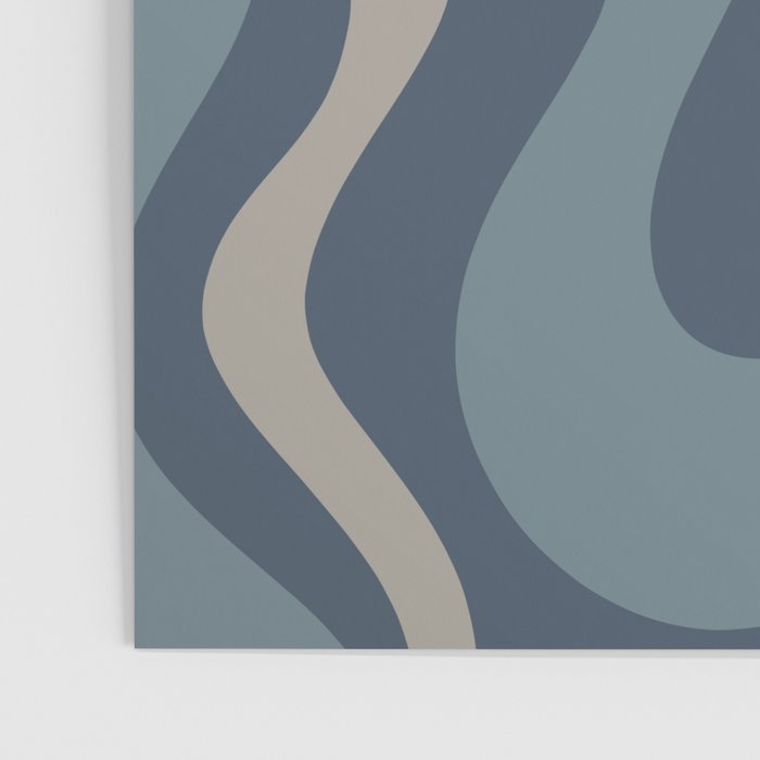 Retro Liquid Swirl Medium Square Abstract Pattern in Steel Blue-Gray Tones Poster Gallery Image 3