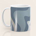 Retro Liquid Swirl Medium Square Abstract Pattern in Steel Blue-Gray Tones Coffee Mug Gallery Image 3