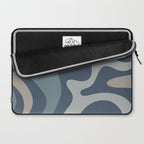 Retro Liquid Swirl Medium Square Abstract Pattern in Steel Blue-Gray Tones Laptop Sleeve Gallery Image 2