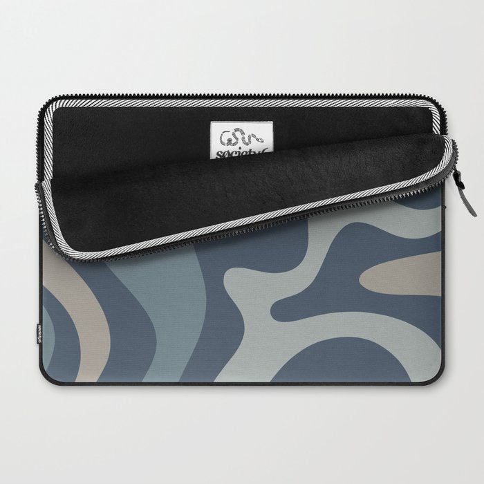 Retro Liquid Swirl Medium Square Abstract Pattern in Steel Blue-Gray Tones Laptop Sleeve Gallery Image 2