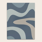 Retro Liquid Swirl Medium Square Abstract Pattern in Steel Blue-Gray Tones Notebook Gallery Image 4