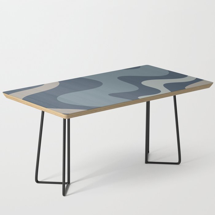 Retro Liquid Swirl Medium Square Abstract Pattern in Steel Blue-Gray Tones Coffee Table Gallery Image 1