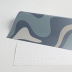 Retro Liquid Swirl Medium Square Abstract Pattern in Steel Blue-Gray Tones Wrapping Paper Gallery Image 2