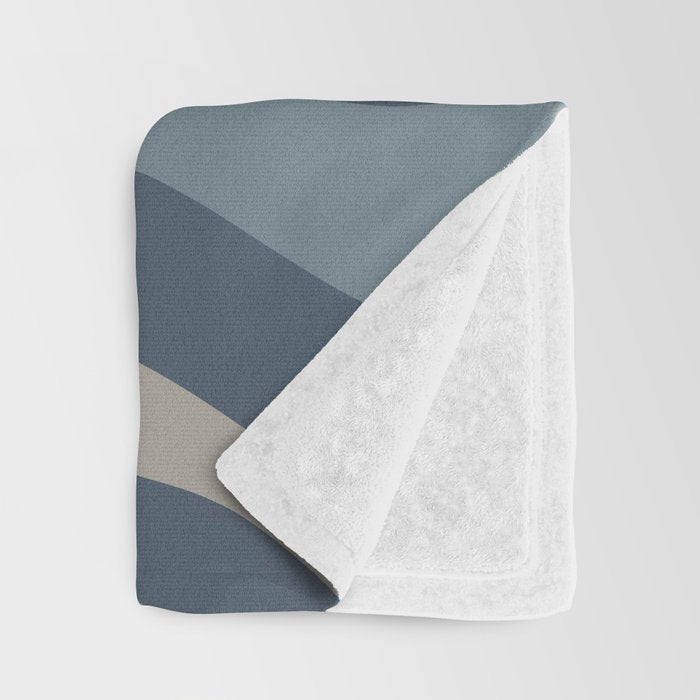 Retro Liquid Swirl Medium Square Abstract Pattern in Steel Blue-Gray Tones Throw Blanket Gallery Image 3