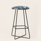 Retro Liquid Swirl Medium Square Abstract Pattern in Steel Blue-Gray Tones Stool Gallery Image 1