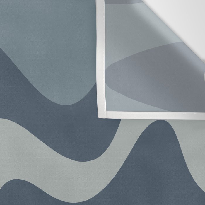 Retro Liquid Swirl Medium Square Abstract Pattern in Steel Blue-Gray Tones Wall Tapestry Gallery Image 3