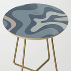 Retro Liquid Swirl Medium Square Abstract Pattern in Steel Blue-Gray Tones Side Table Gallery Image 2