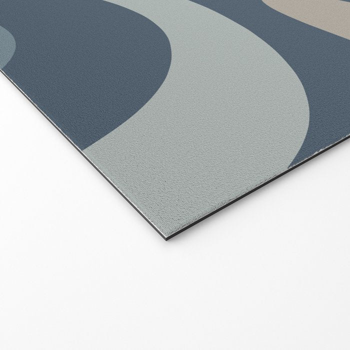Retro Liquid Swirl Medium Square Abstract Pattern in Steel Blue-Gray Tones Welcome Mat Gallery Image 2