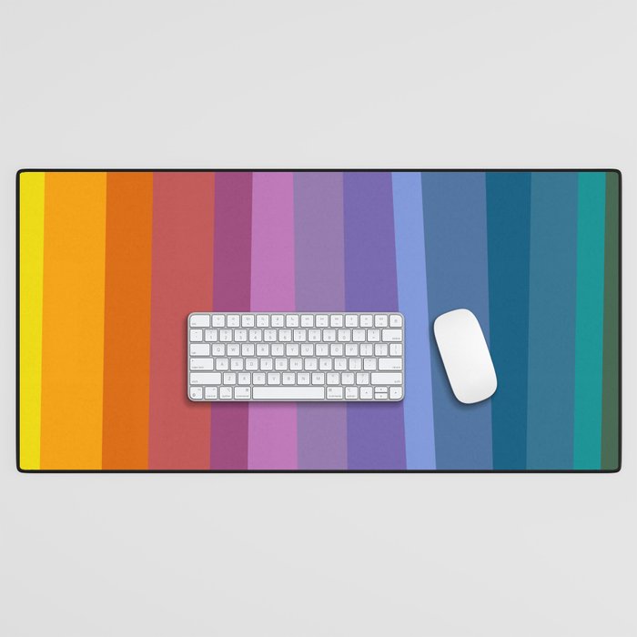 Modern Bright Rainbow Abstract Stripes Desk Mat Gallery Image 1