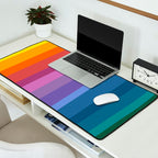Modern Bright Rainbow Abstract Stripes Desk Mat Gallery Image 2