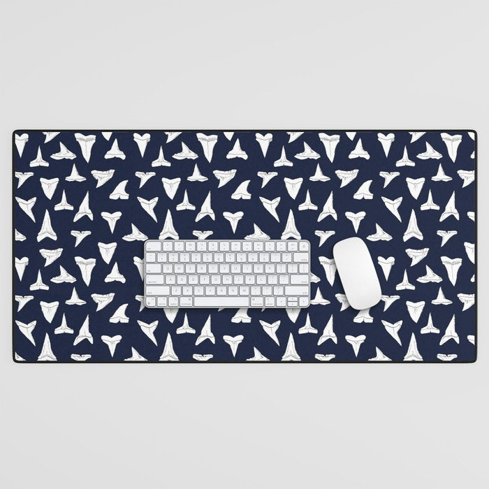 SHARK TEETH PATTERN-navy blue Desk Mat Gallery Image 1