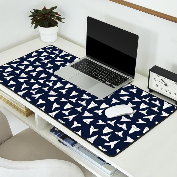 SHARK TEETH PATTERN-navy blue Desk Mat Gallery Image 2