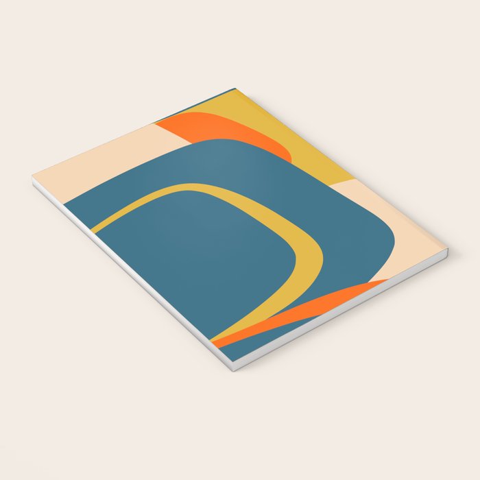 Mid Century Modern Retro Abstract Pattern Orange Blue Mustard Notebook Gallery Image 3