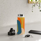 Mid Century Modern Retro Abstract Pattern Orange Blue Mustard Water Bottle Gallery Image 4
