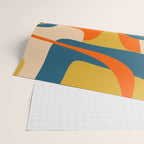 Mid Century Modern Retro Abstract Pattern Orange Blue Mustard Wrapping Paper Gallery Image 2
