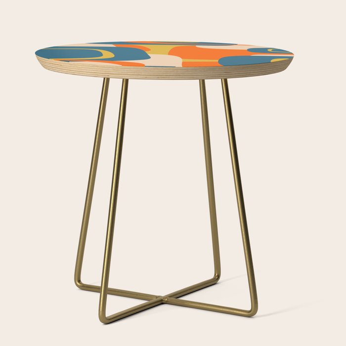 Mid Century Modern Retro Abstract Pattern Orange Blue Mustard Side Table Gallery Image 1
