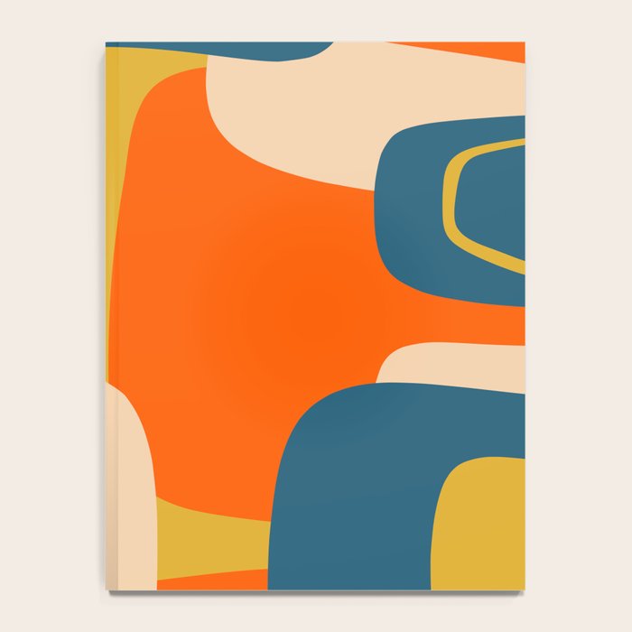 Mid Century Modern Retro Abstract Pattern Orange Blue Mustard Notebook Gallery Image 4