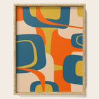Mid Century Modern Retro Abstract Pattern Orange Blue Mustard Serving Tray Gallery Image 1