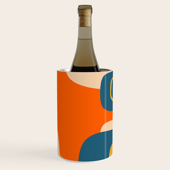 Mid Century Modern Retro Abstract Pattern Orange Blue Mustard Wine Chiller Gallery Image 3