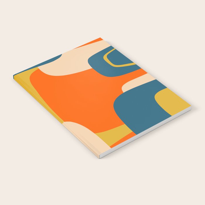 Mid Century Modern Retro Abstract Pattern Orange Blue Mustard Notebook Gallery Image 2