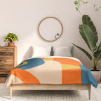 Mid Century Modern Retro Abstract Pattern Orange Blue Mustard Comforter Gallery Image 3