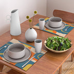 Mid Century Modern Retro Abstract Pattern Orange Blue Mustard Placemat Gallery Image 2