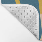 Mid Century Modern Retro Abstract Pattern Orange Blue Mustard Bath Mat Gallery Image 2
