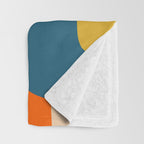 Mid Century Modern Retro Abstract Pattern Orange Blue Mustard Throw Blanket Gallery Image 3