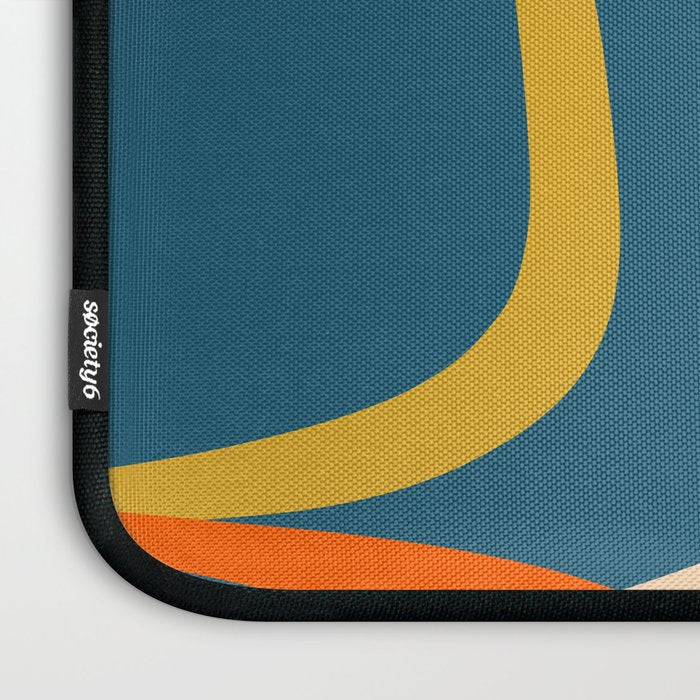 Mid Century Modern Retro Abstract Pattern Orange Blue Mustard Laptop Sleeve Gallery Image 3
