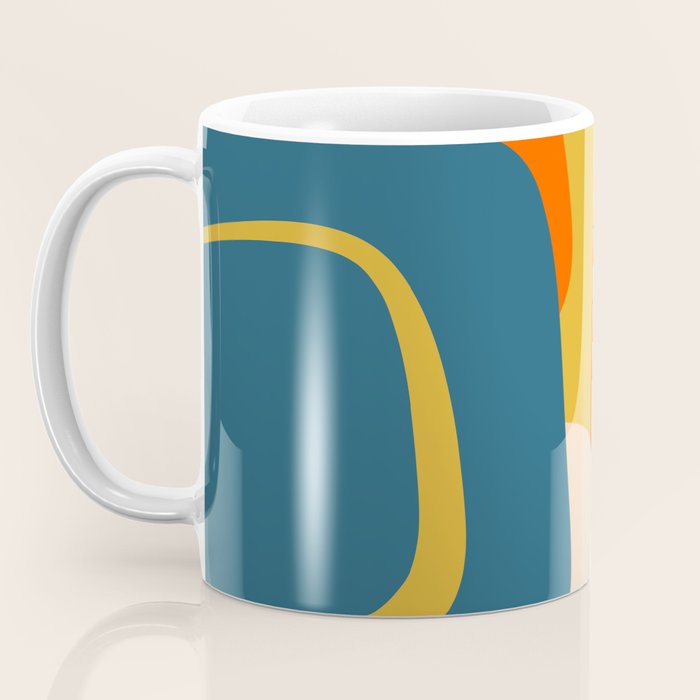 Mid Century Modern Retro Abstract Pattern Orange Blue Mustard Coffee Mug Gallery Image 3
