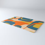 Mid Century Modern Retro Abstract Pattern Orange Blue Mustard Rug Gallery Image 3