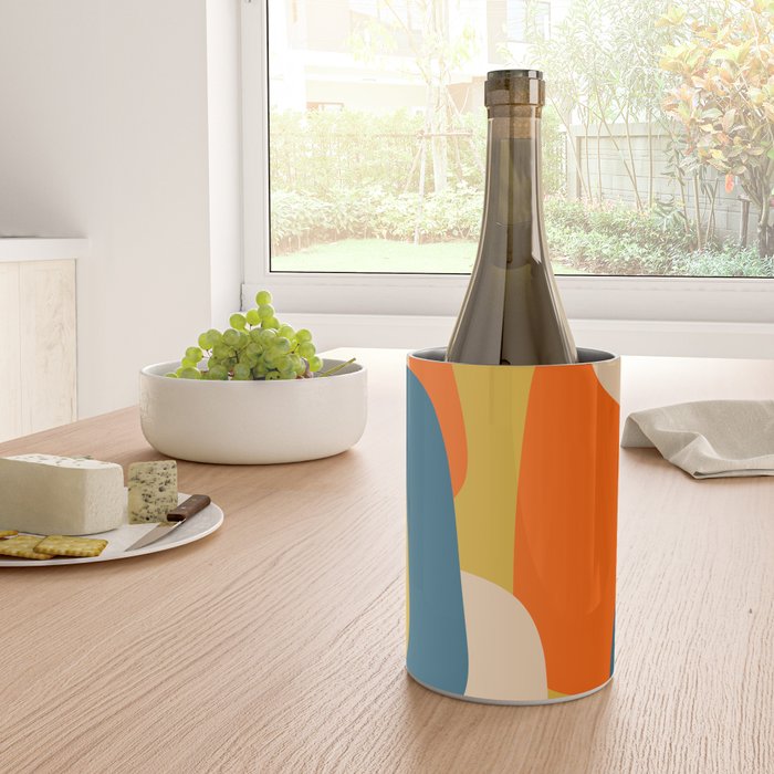 Mid Century Modern Retro Abstract Pattern Orange Blue Mustard Wine Chiller Gallery Image 4