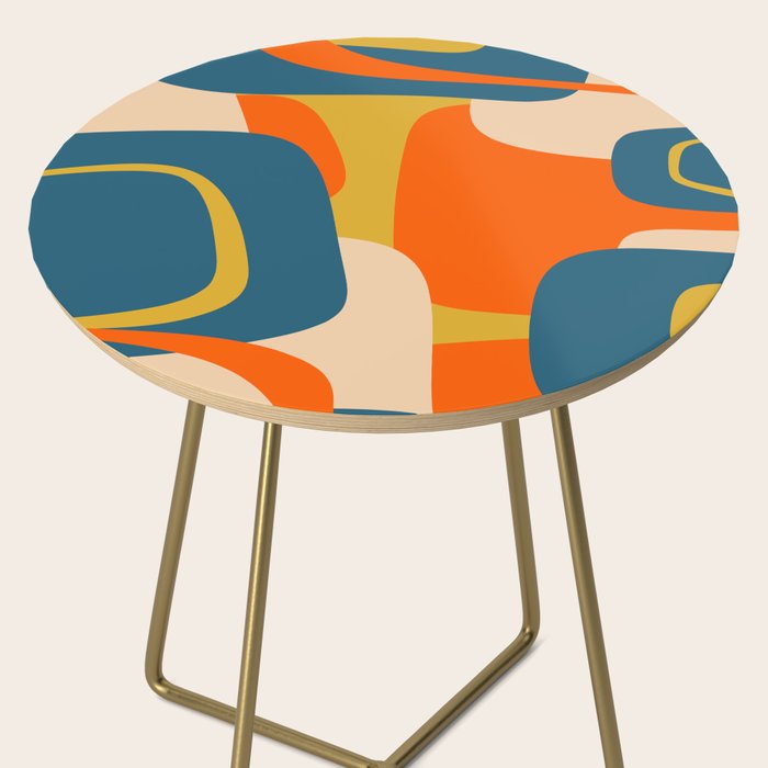 Mid Century Modern Retro Abstract Pattern Orange Blue Mustard Side Table Gallery Image 2