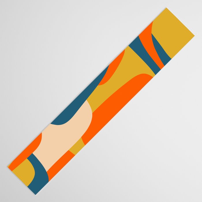 Mid Century Modern Retro Abstract Pattern Orange Blue Mustard Table Runner Gallery Image 3