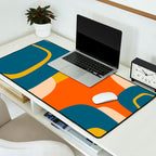 Mid Century Modern Retro Abstract Pattern Orange Blue Mustard Desk Mat Gallery Image 2