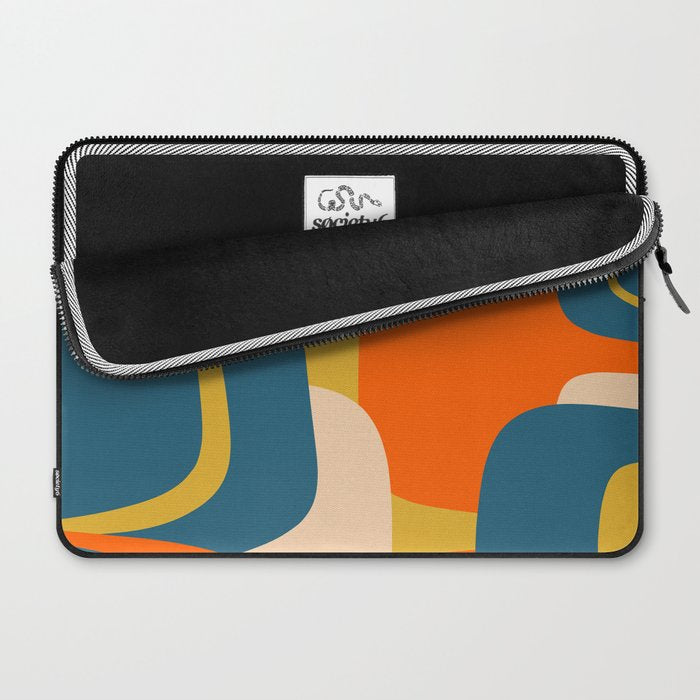 Mid Century Modern Retro Abstract Pattern Orange Blue Mustard Laptop Sleeve Gallery Image 2