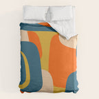 Mid Century Modern Retro Abstract Pattern Orange Blue Mustard Duvet Cover Gallery Image 6
