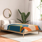 Mid Century Modern Retro Abstract Pattern Orange Blue Mustard Comforter Gallery Image 2