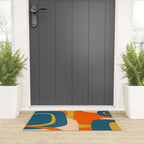 Mid Century Modern Retro Abstract Pattern Orange Blue Mustard Welcome Mat Gallery Image 3