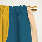 Mid Century Modern Retro Abstract Pattern Orange Blue Mustard Window Curtain Gallery Image 2