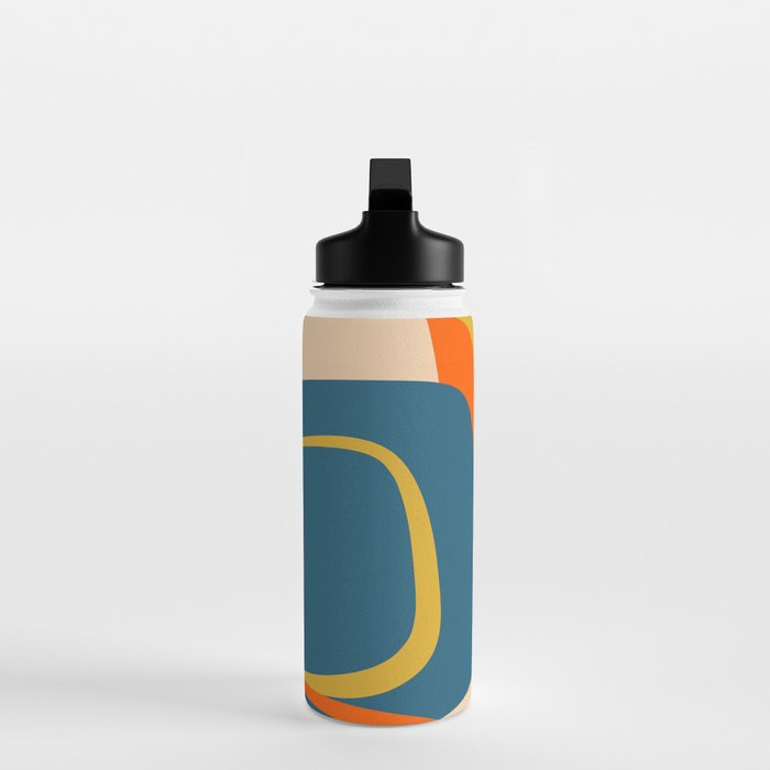 Mid Century Modern Retro Abstract Pattern Orange Blue Mustard Water Bottle Gallery Image 3