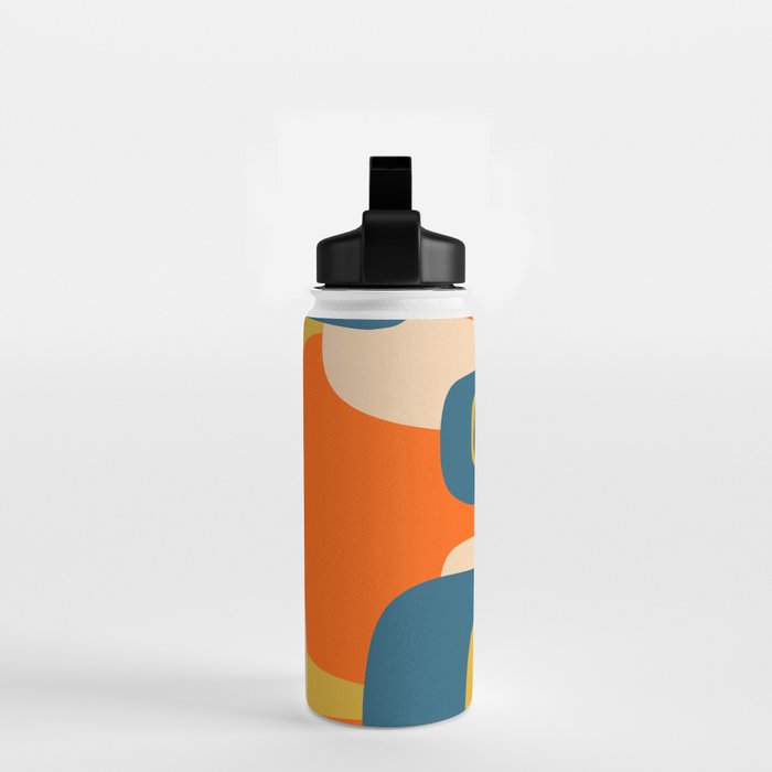 Mid Century Modern Retro Abstract Pattern Orange Blue Mustard Water Bottle Gallery Image 2