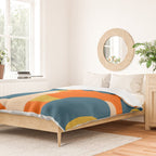 Mid Century Modern Retro Abstract Pattern Orange Blue Mustard Duvet Cover Gallery Image 2